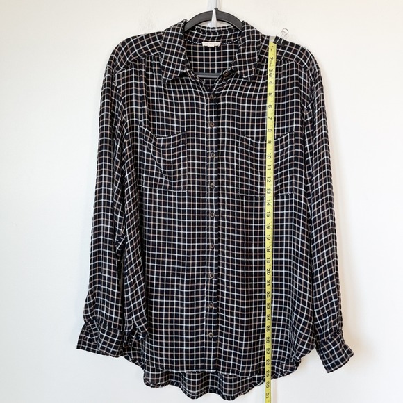 Anthropologie Pilcro Hadley Oversized Plaid Button Up Shirt Womens Medium Black - Picture 9 of 11